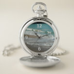 Waves Lapping on the Beach Turquoise Blue Ocean Pocket Watch
