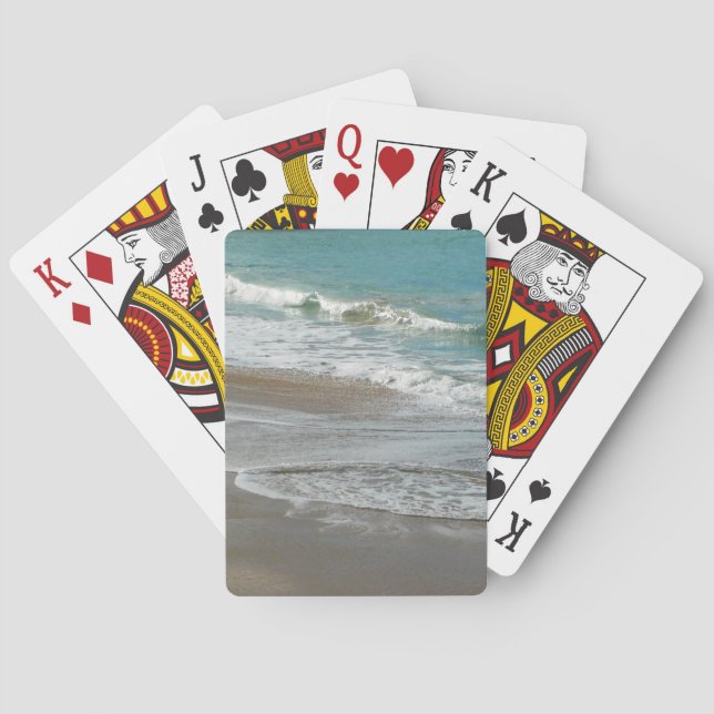 Waves Lapping on the Beach Turquoise Blue Ocean Poker Cards (Back)