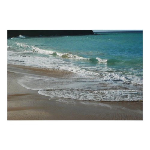 Waves Lapping on the Beach Turquoise Blue Ocean Poster