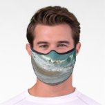 Waves Lapping on the Beach Turquoise Blue Ocean Premium Face Mask