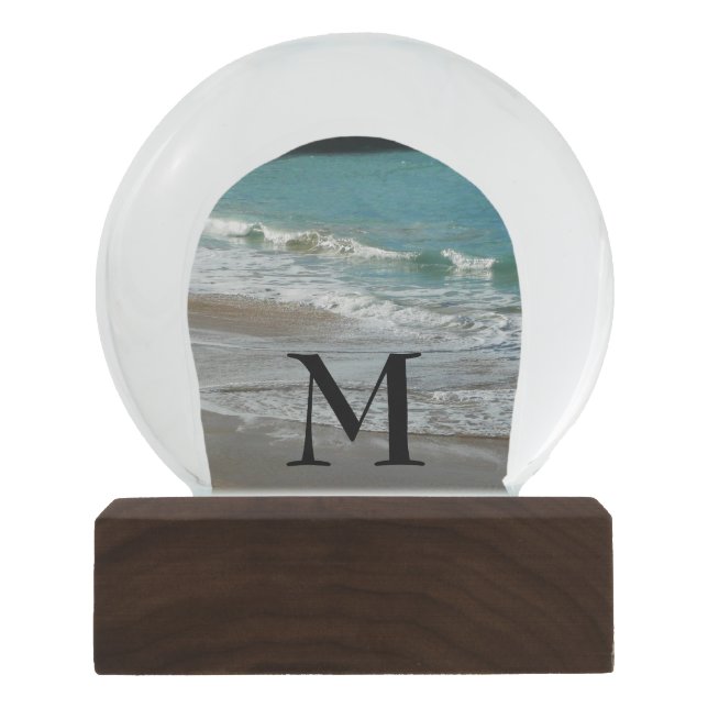 Waves Lapping on the Beach Turquoise Blue Ocean Snow Globe (Front)