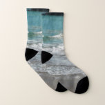 Waves Lapping on the Beach Turquoise Blue Ocean Socks