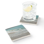 Waves Lapping on the Beach Turquoise Blue Ocean Stone Coaster