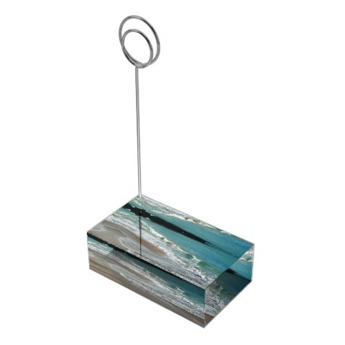 Waves Lapping on the Beach Turquoise Blue Ocean Table Number Holder