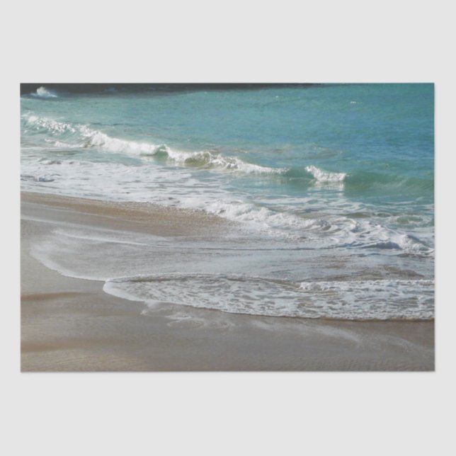 Waves Lapping on the Beach Turquoise Blue Ocean Tissue Paper (Front)