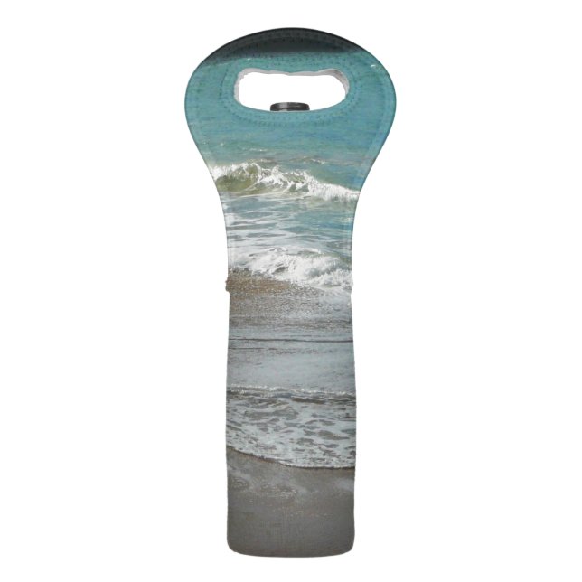 Waves Lapping on the Beach Turquoise Blue Ocean Wine Bag (Front)