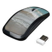 Waves Lapping on the Beach Turquoise Blue Ocean Wireless Mouse (Angled)
