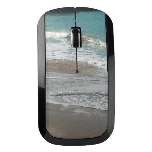 Waves Lapping on the Beach Turquoise Blue Ocean Wireless Mouse (Front)