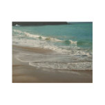 Waves Lapping on the Beach Turquoise Blue Ocean Wood Poster