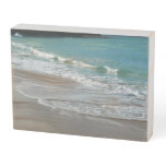 Waves Lapping on the Beach Turquoise Blue Ocean Wooden Box Sign