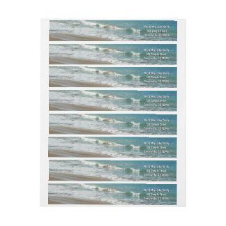 Waves Lapping on the Beach Turquoise Blue Ocean Wrap Around Label