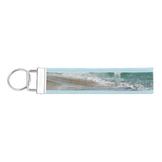 Waves Lapping on the Beach Turquoise Blue Ocean Wrist Keychain
