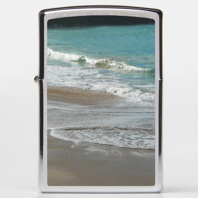 Waves Lapping on the Beach Turquoise Blue Ocean Zippo Lighter (Front)