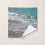 Waves Lapping on the Beach Turquoise Blue Wash Cloth