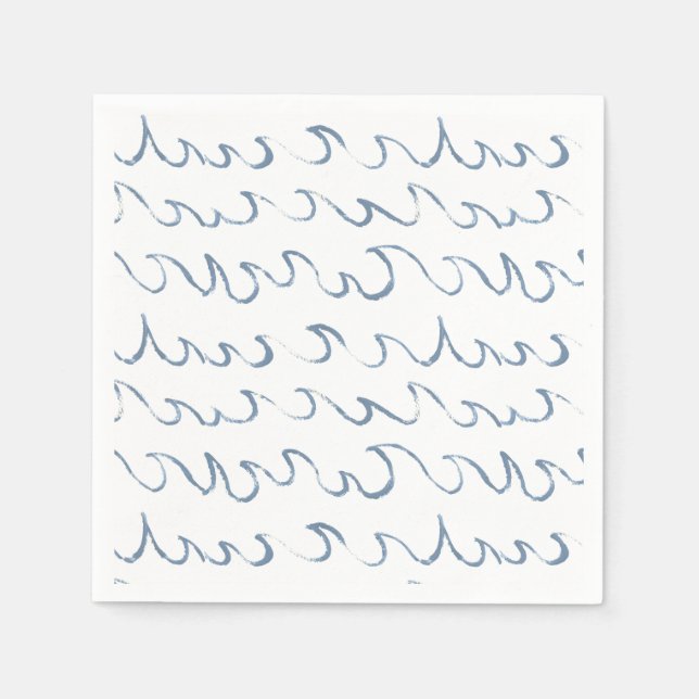 Waves Minimal Abstract Hand Drawn Scandi Pattern  Napkins (Front)