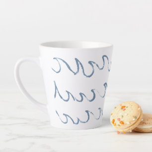 Waves Minimal Abstract Hand Drawn Sea Pattern Latte Mug