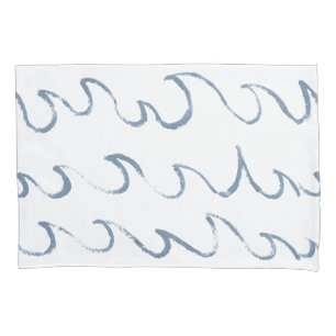Waves Minimal Abstract Hand Drawn Sea Pattern  Pillow Case