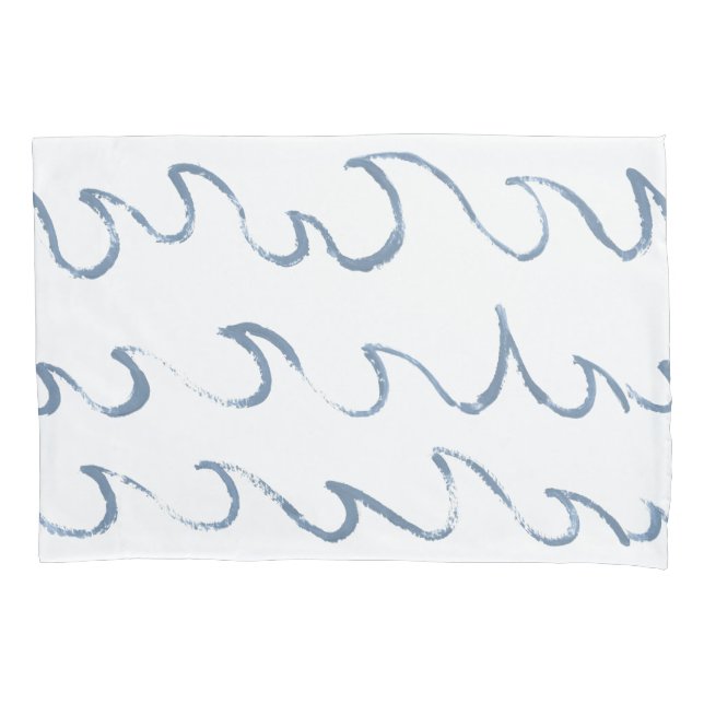 Waves Minimal Abstract Hand Drawn Sea Pattern  Pillow Case (Front)