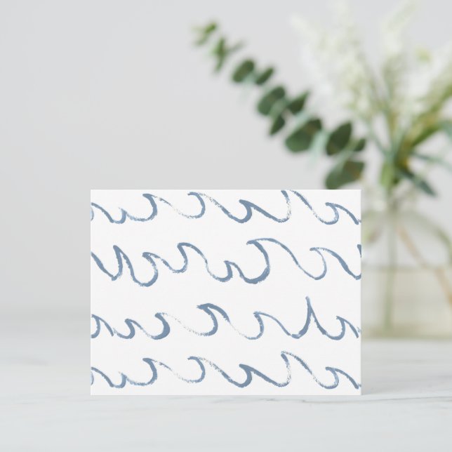 Waves Minimal Abstract Hand Drawn Sea Pattern    Postcard (Standing Front)