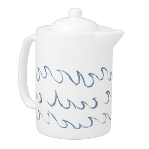 Waves Minimal Abstract Hand Drawn Sea Pattern    Teapot