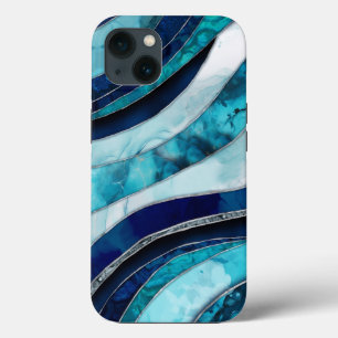 Waves - Mixed Media Blue Abstract iPhone 13 Case