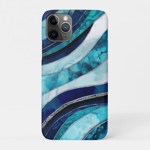 Waves _ Mixed Media Blue Abstract iPhone 11 Pro Case