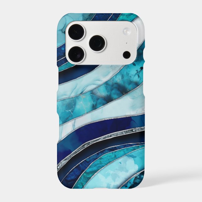 Waves - Mixed Media Blue Abstract Iphone Case (Back)