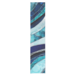 Waves - Mixed Media Blue Abstract Short Table Runner