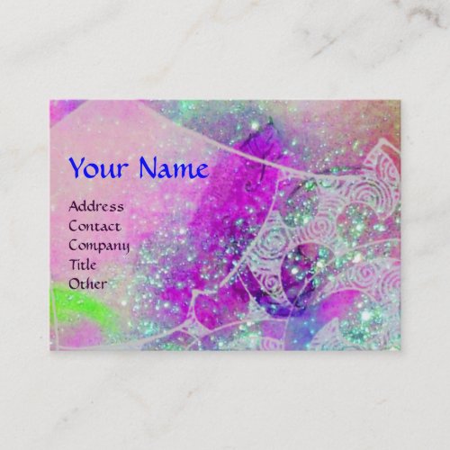 WAVES MONOGRAM bright purple green blue pink Business Card