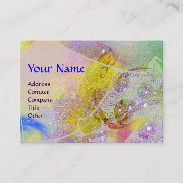 WAVES  MONOGRAM, bright yellow green blue purple Business Card (Front)