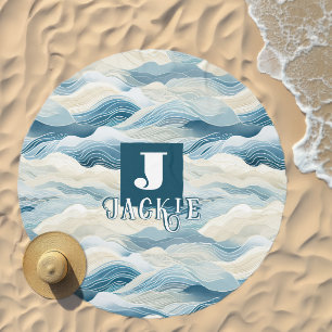Waves Monogram Name Beach Towel Beach Towel