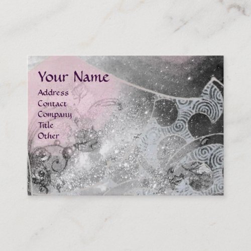 WAVES MONOGRAM  pink black and  white grey Business Card