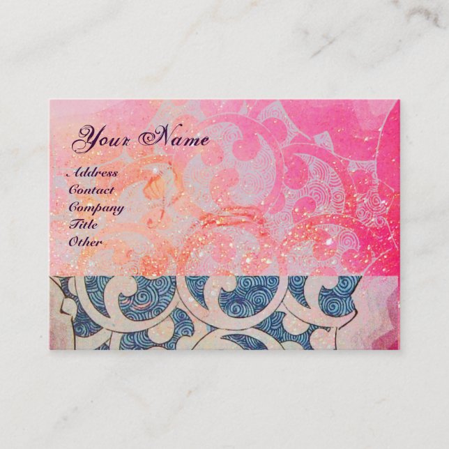 WAVES MONOGRAM , vibrant,pink  blue violet Business Card (Front)