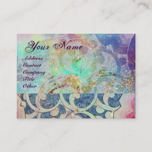 WAVES MONOGRAM , vibrant,pink blue violet Business Card