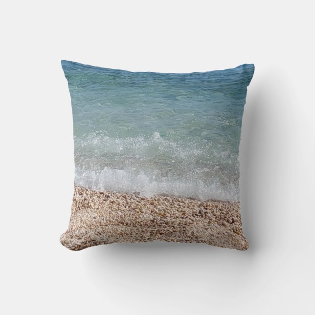 Waves Nature Photography Throw Pillow (Front)