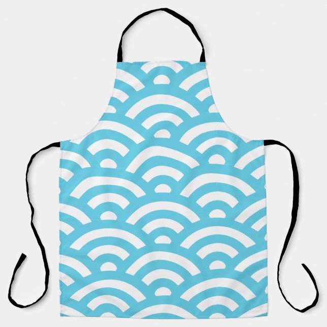 Waves ocean blue texture apron (Front)