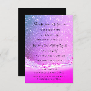 Waves Ocean Fuchsia Pink Bridal Wedding Birthday Invitation