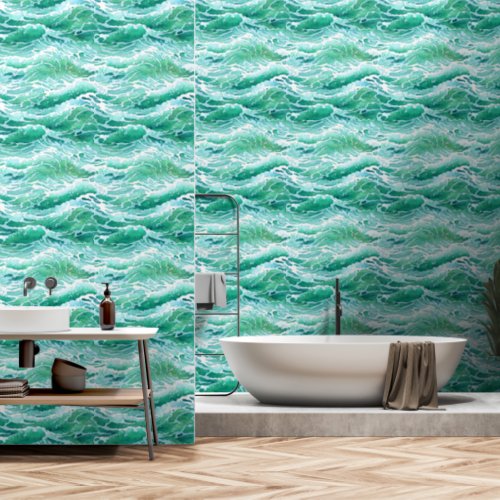 Waves ocean sea water seamless pattern wallpaper 