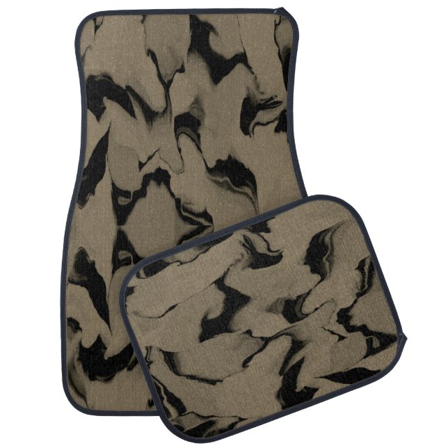 Waves of Black and Brown Car Floor Mat (Set)