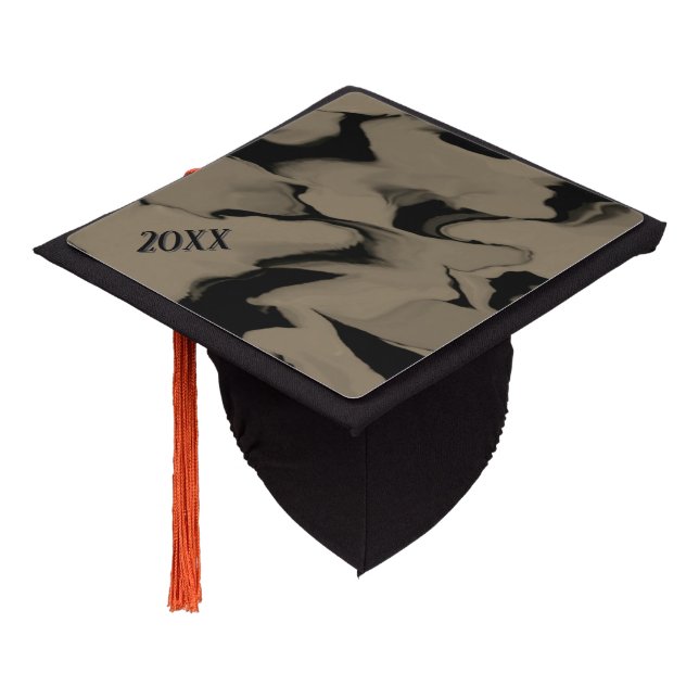 Waves of Black and Brown Graduation Cap Topper (Angled)