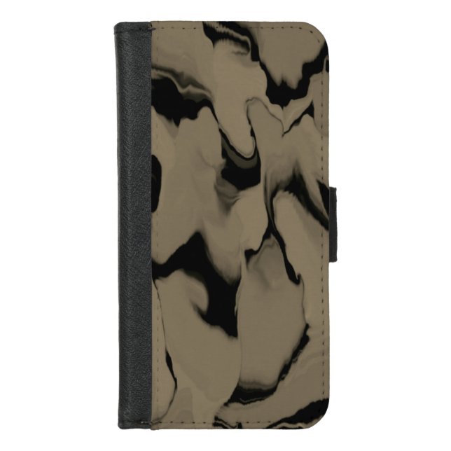 Waves of Black and Brown iPhone Wallet Case (Front)