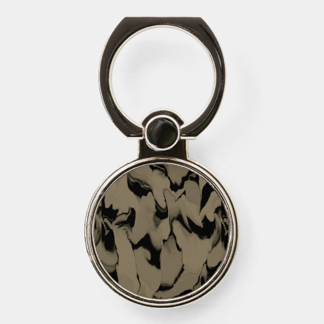 Waves of Black and Brown Phone Ring Stand (Front)