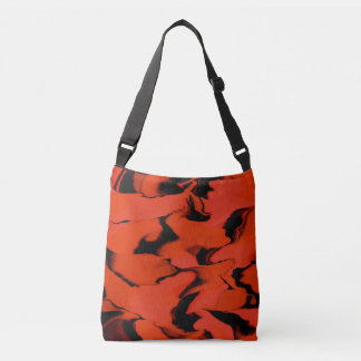 Waves of Black and Red Crossbody Bag