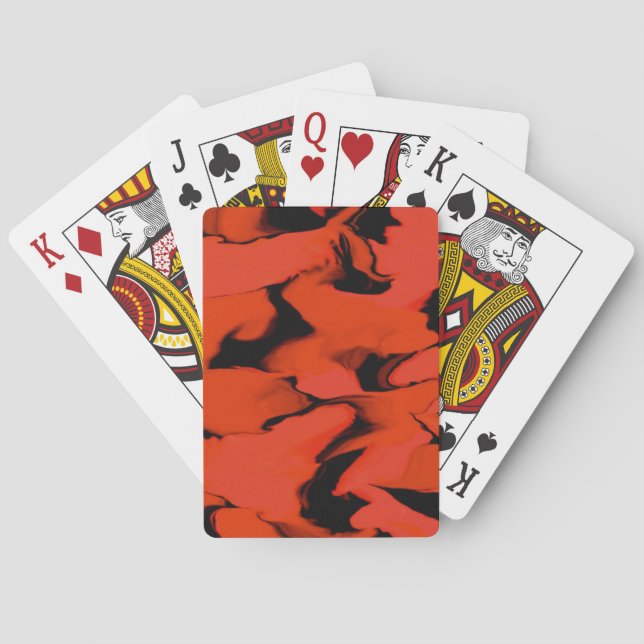 Waves of Black and Red Sumo Design Poker Cards (Back)