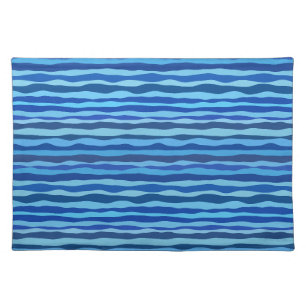 Waves of Blue Cyan Navy Cobalt Sky Blue Cloth Placemat