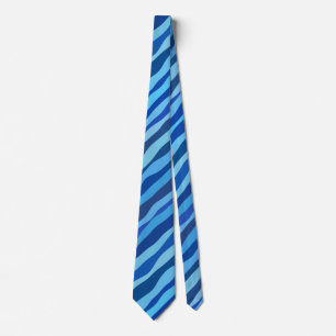 Waves of Blue Cyan Navy Cobalt Sky Blue Neck Tie