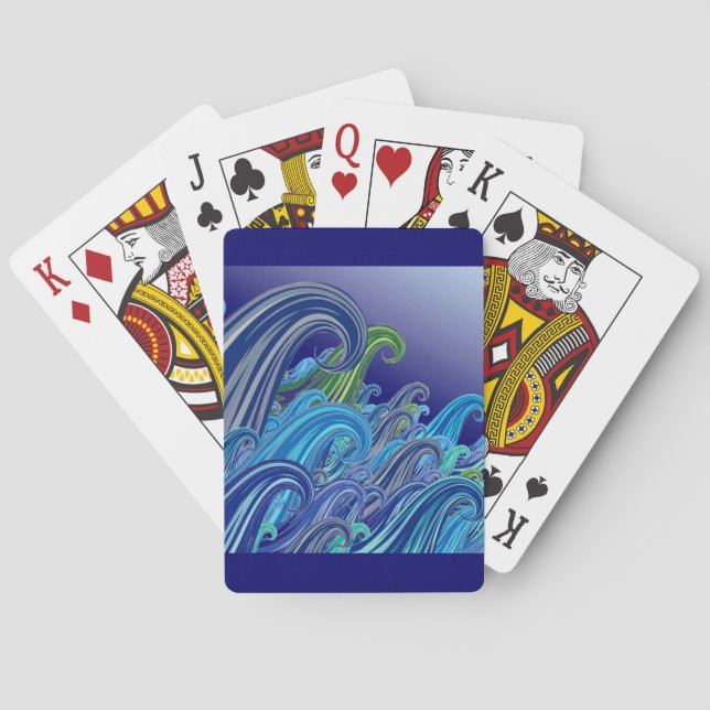 Waves Of Blue Poker Cards (Back)