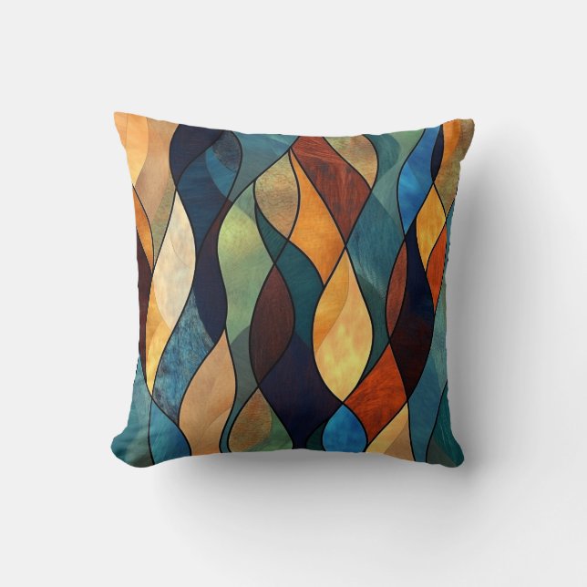 Waves of Color Throw Pillow (Front)
