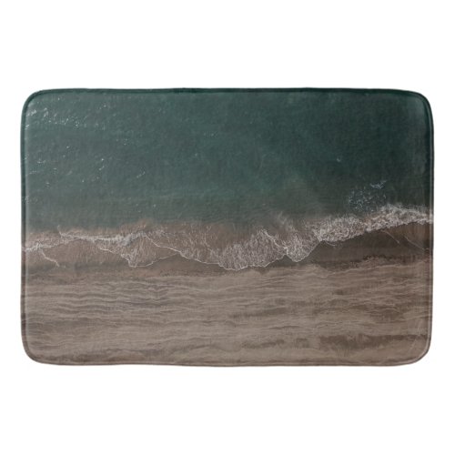 Waves Of Dark Green Sea Near The Beach Bath Mat