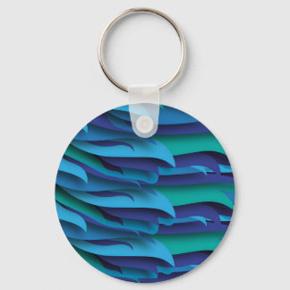 Waves of Different Colors of Blue to Green Keychain